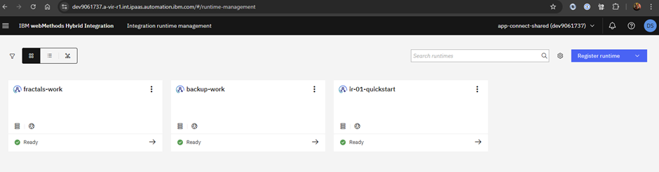 Integration runtime management